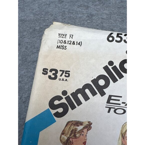 Vintage 1984 Simplicity 6537 Sewing Pattern Miss Size 10 12 14 Uncut - Picture 2 of 6